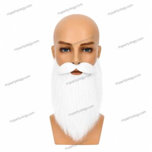 White Long Beard & Mustache Set