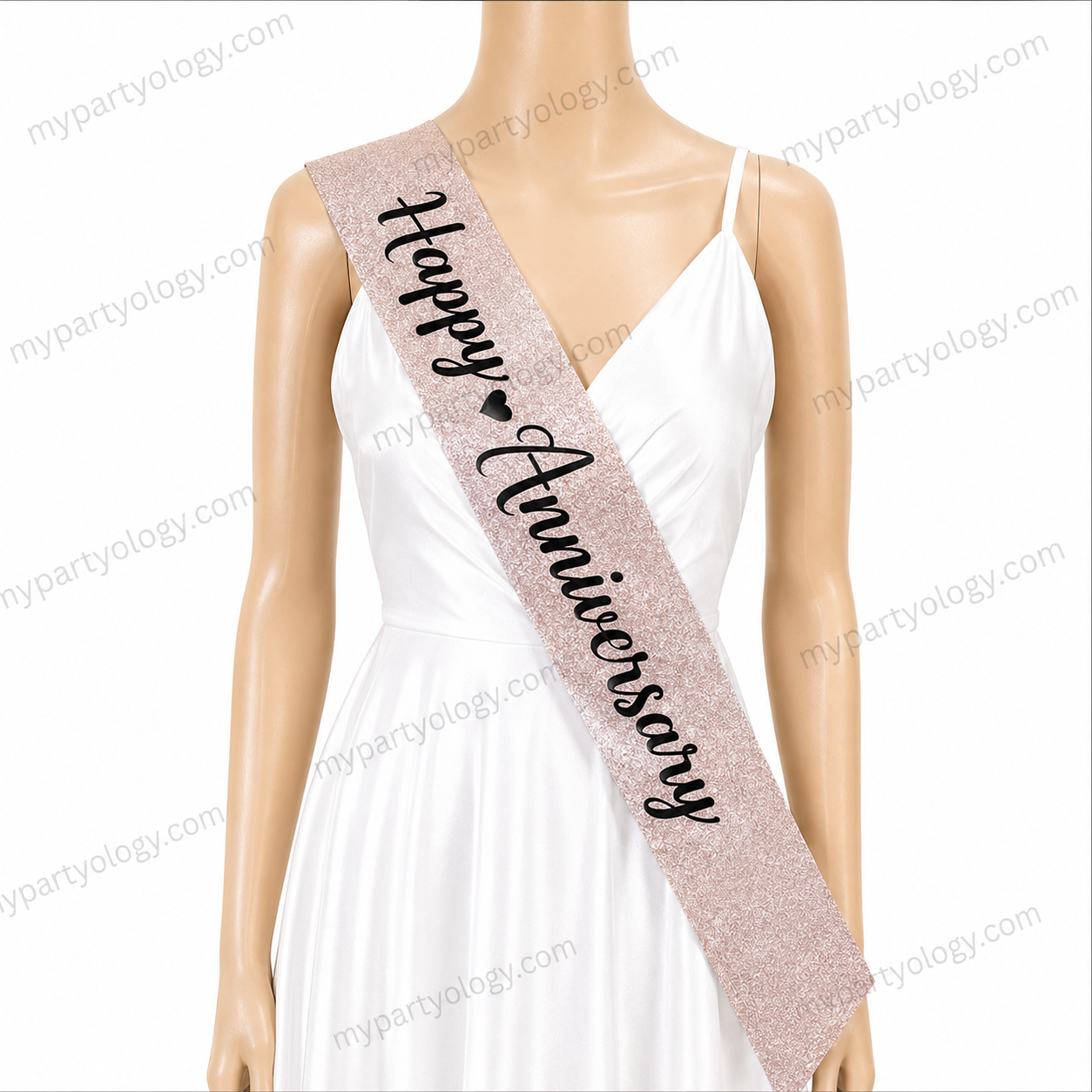 Happy Anniversary Rose Gold Glitter Sash