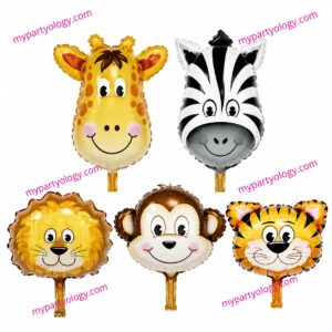 Jungle Animal Face 12'' Foil Balloon (Pack of 5)