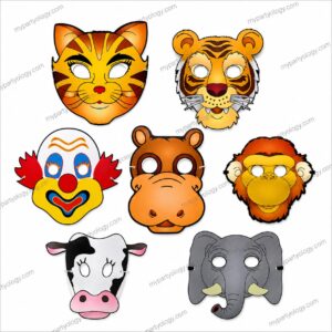 Circus Animals Paper Face Mask (Pack of 7)