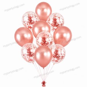 Rose Gold Confetti & Solid Coloured Latex Balloon Set (Pack of 10)
