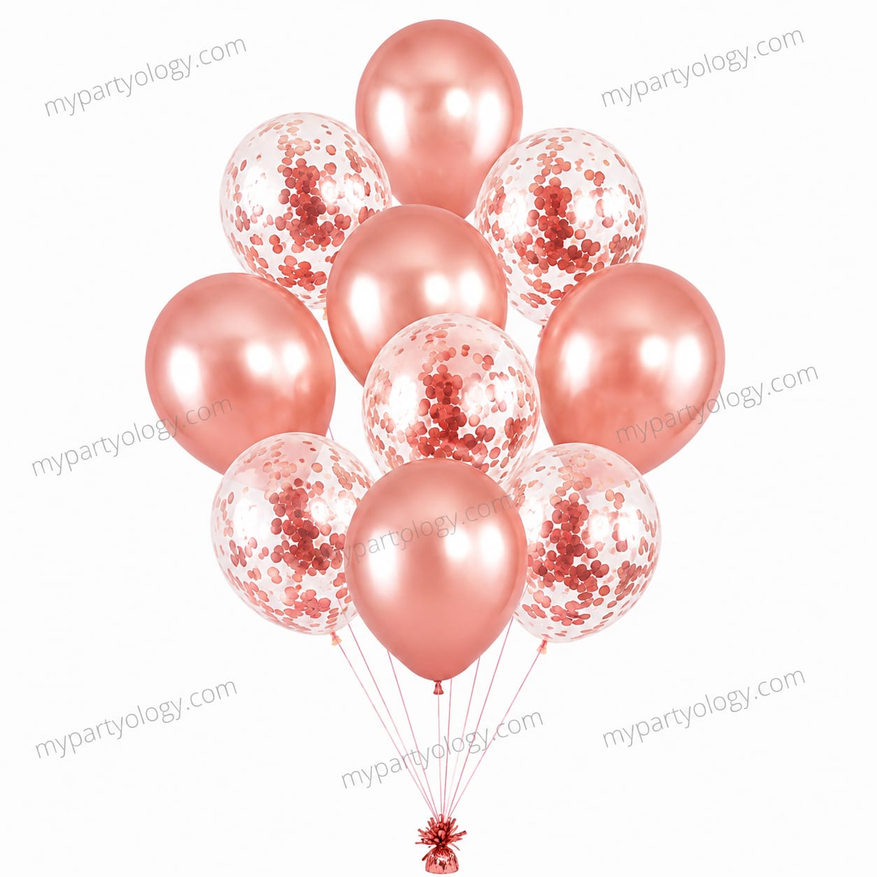 Rose Gold Confetti & Solid Coloured Latex Balloon Set (Pack of 10)