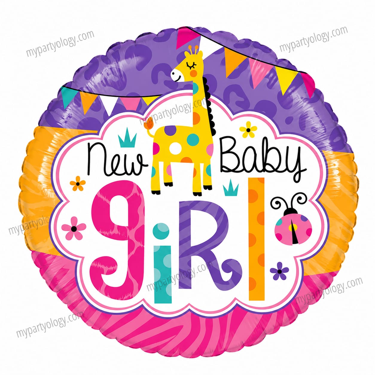 New Baby Girl Giraffe 18'' Foil Balloon