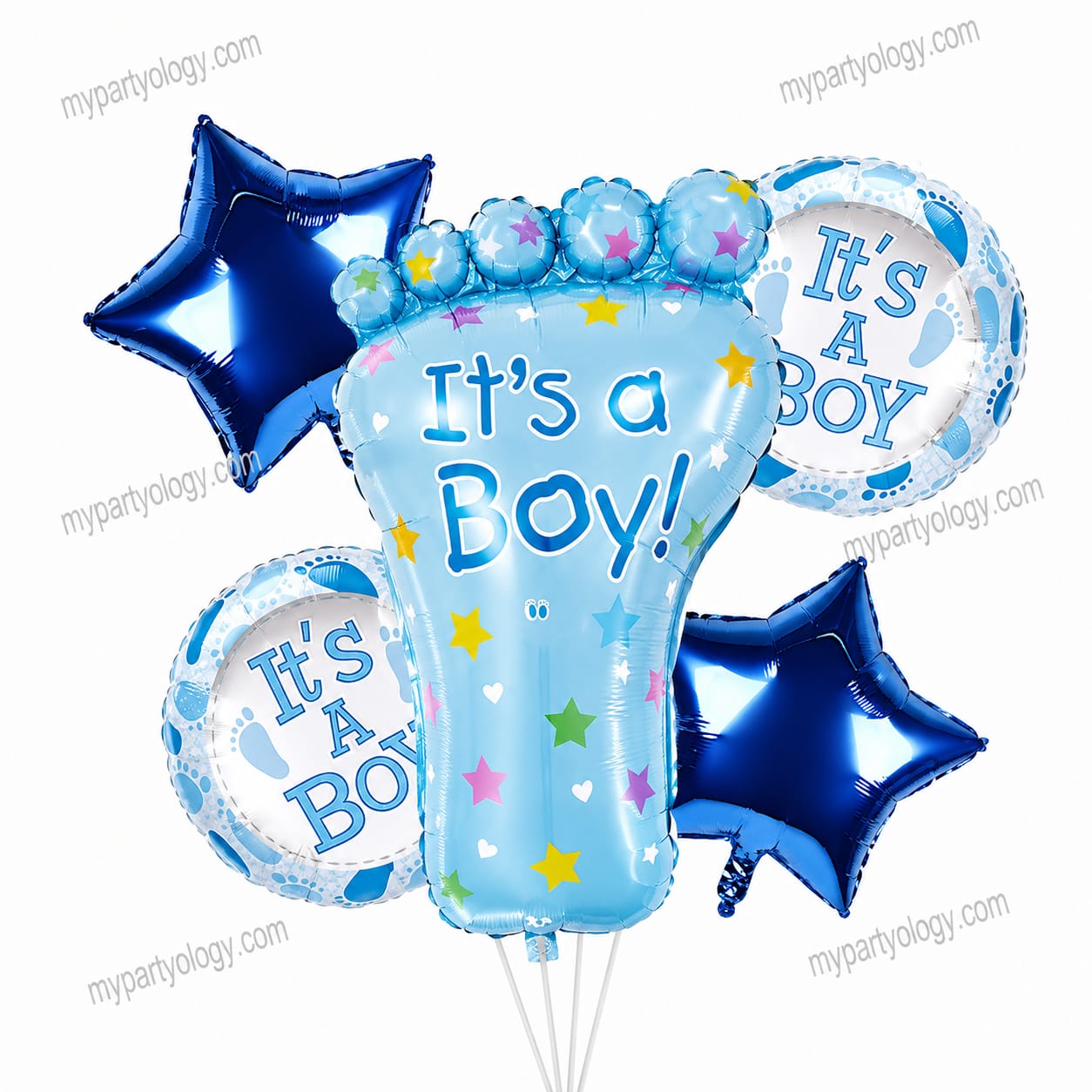 It's A Boy Foot Metallic Foil Balloon Set (Pack of 5)