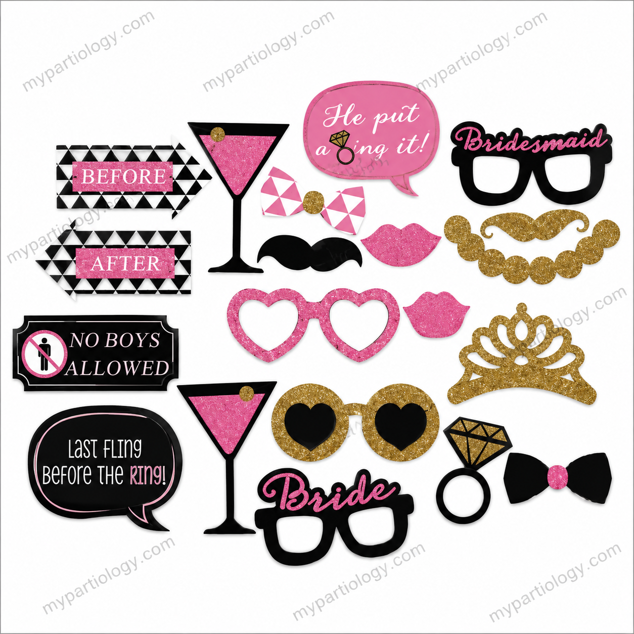 Bride To Be Pink & Black Photo Props (Pack of 20)