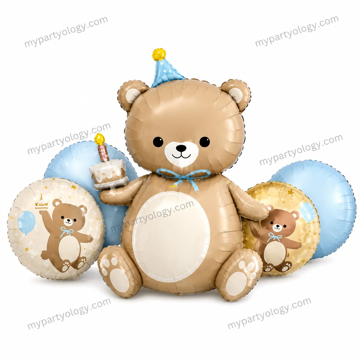 Teddy Bear Blue Matte Foil Balloon Set (Pack Of 5)