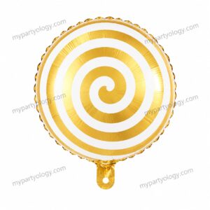 Candy Lollipop Gold & White 18'' Foil Balloon