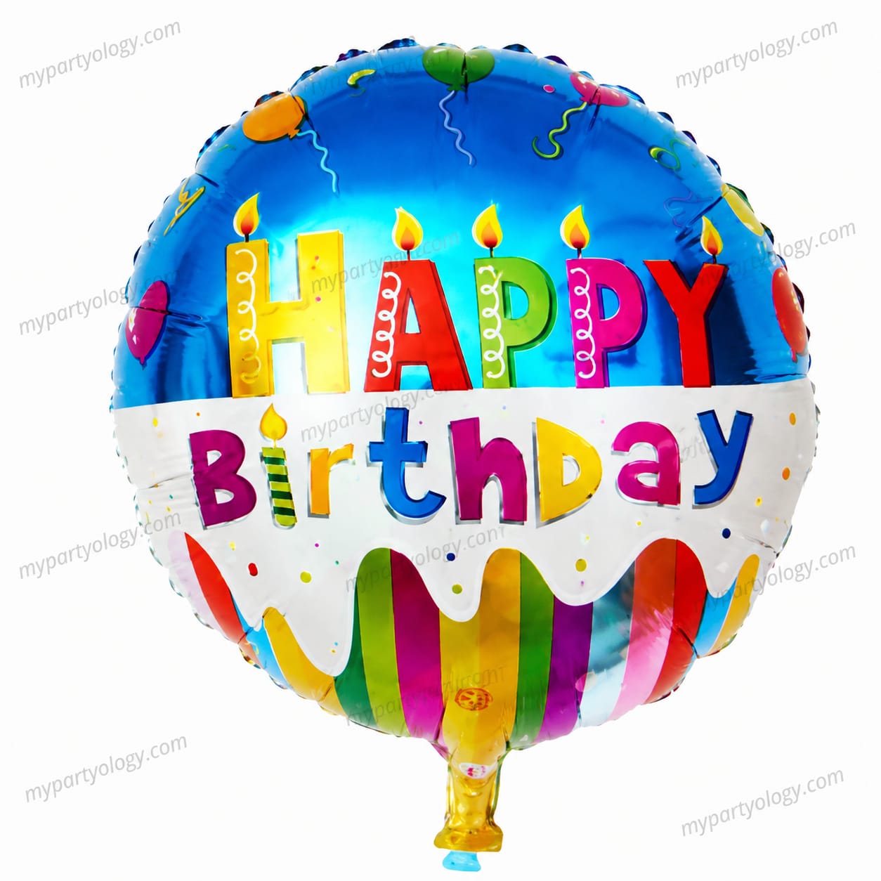 Happy Birthday Candle & Stripes 18" Foil Balloon