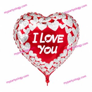 I Love You With Silver Heart 18'' Foil Balloon