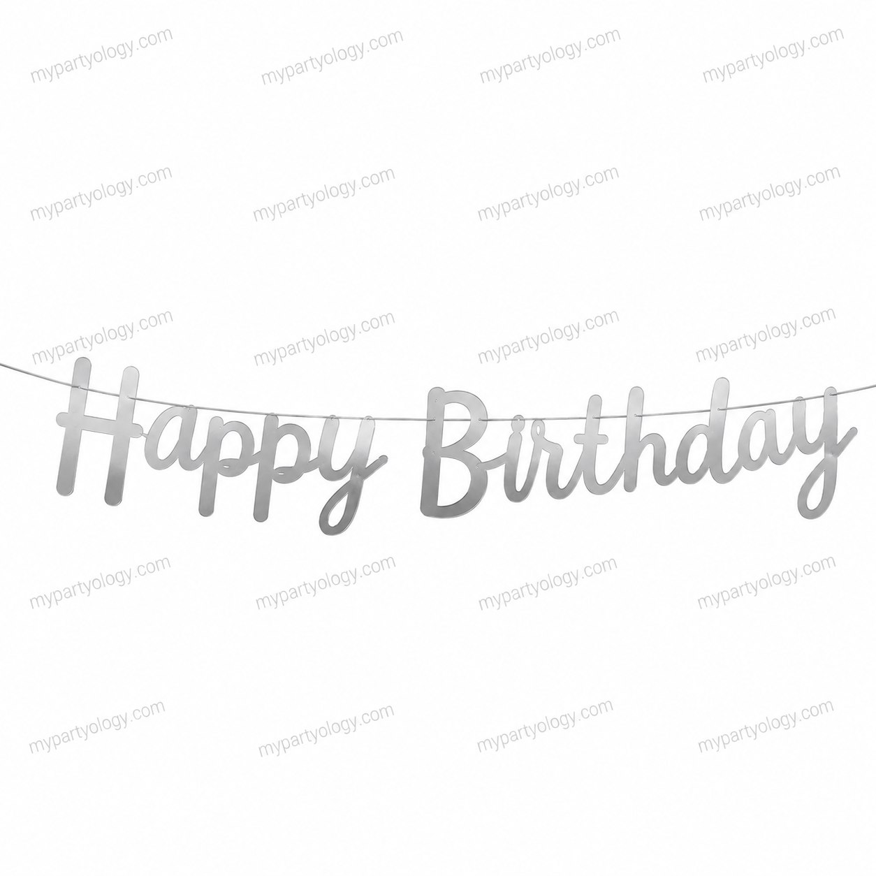 Gold & Silver Metallic Happy Birthday Cursive Banner - Image 3