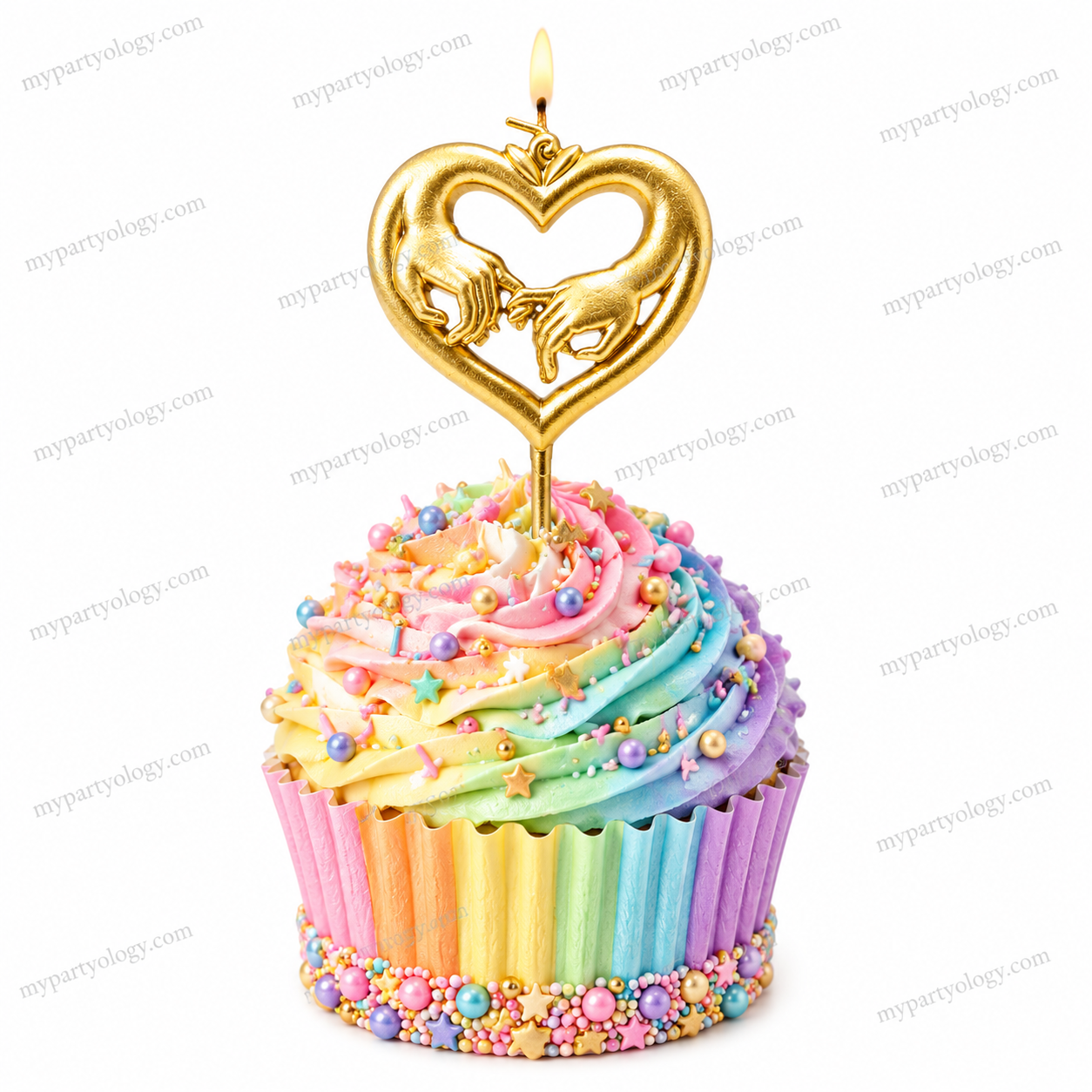 Holding Hands Gold Heart Candle