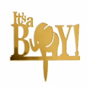 Its A Boy Elephant Gold Cake Topper