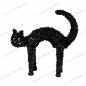 Spooky Black Tinsel Cat