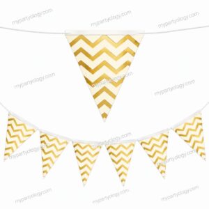 Cream and Gold Chevron 10 ft Flag/Pennant Banner