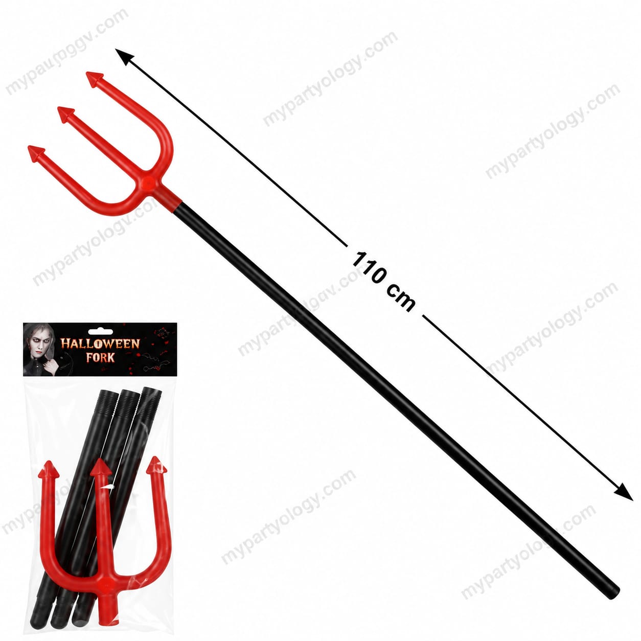 Detachable Plastic Red Trident/Pitchfork