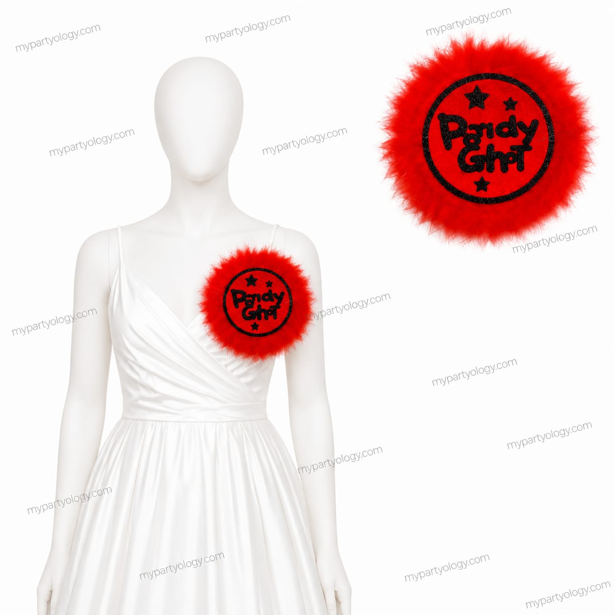 Party Girl Red Feather Badge (Pack of 1)