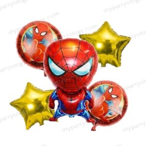 Spiderman Cartoon Foil Balloon Set (Pack of 5)