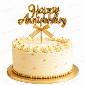 Happy Anniversary Gold Cake Topper
