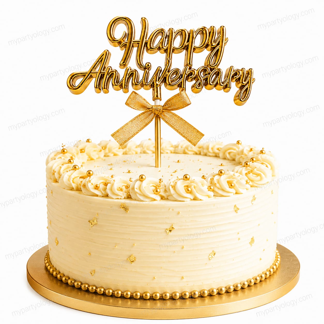 Happy Anniversary Gold Cake Topper