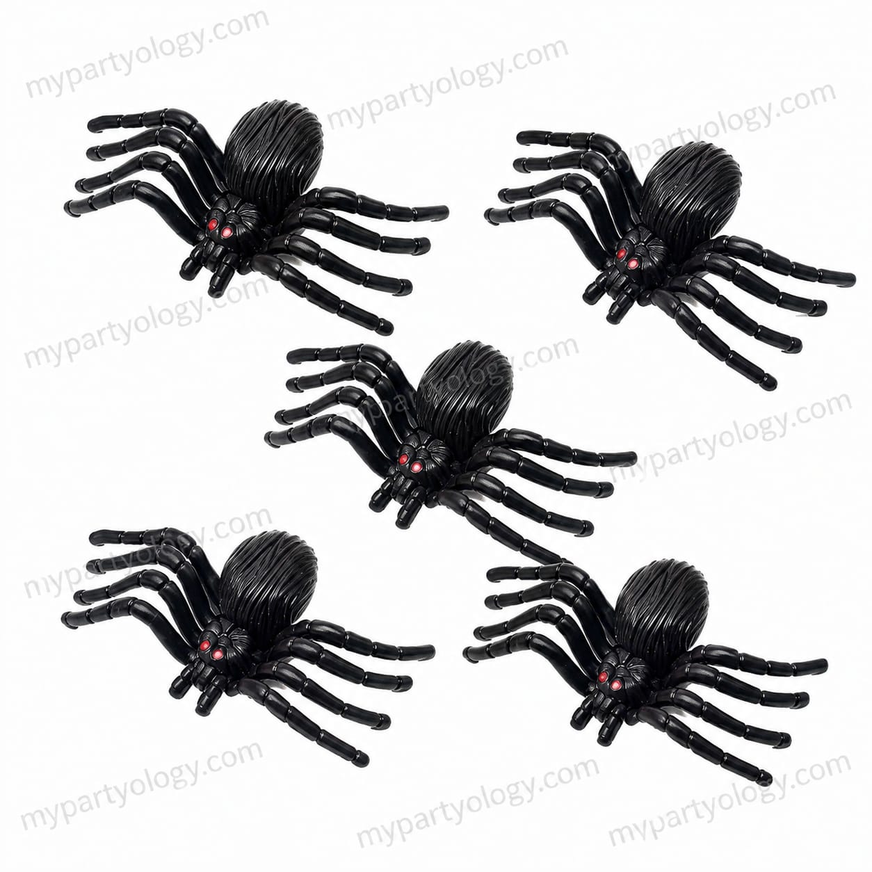 Medium Plastic Spiders (Pack of 5)