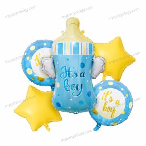 It's A Boy Pastel Bottle Foil Balloon Set (Pack of 5)