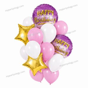 Happy Birthday Pink Fantasy Foil & Latex Balloon Set (Pack of 16)