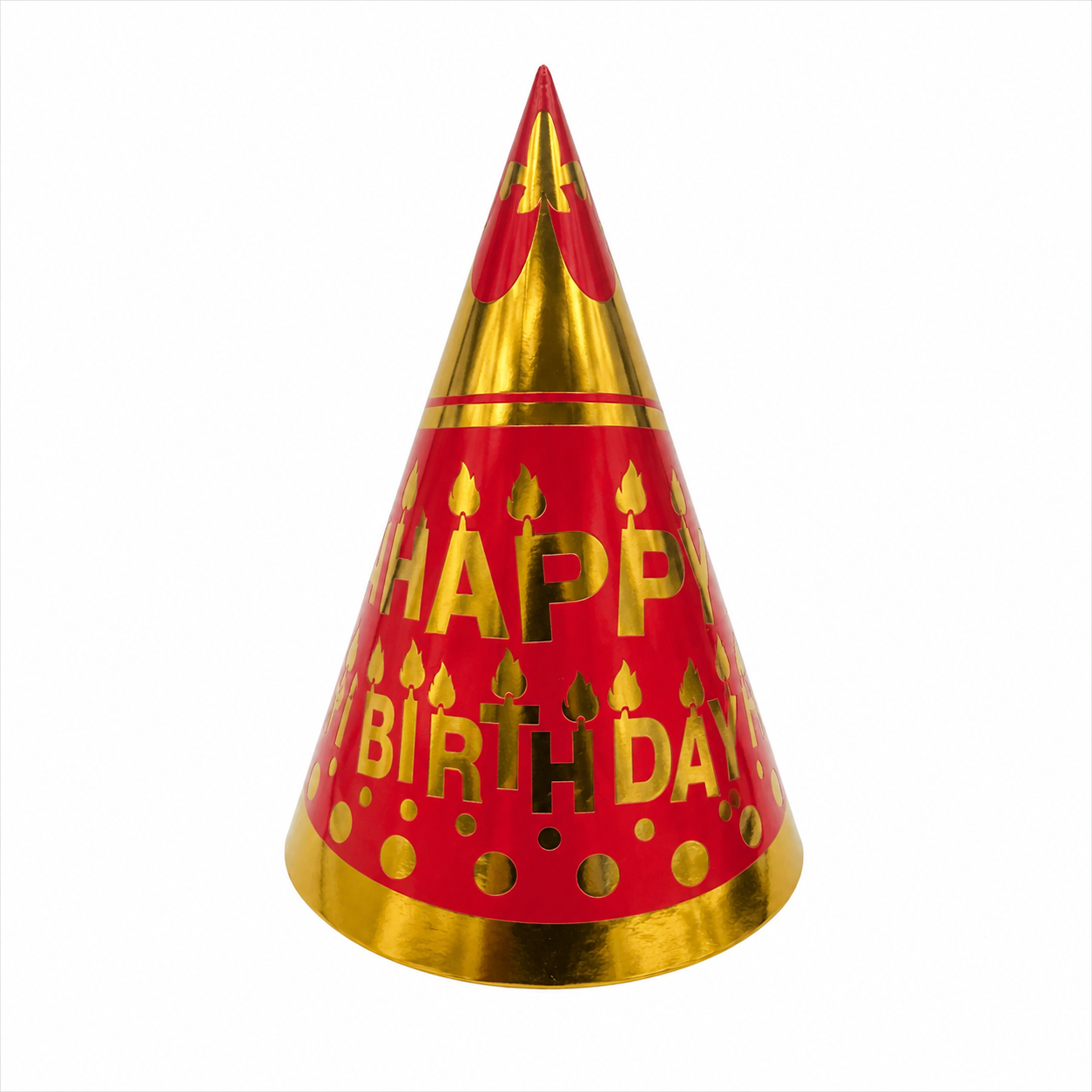 Happy Birthday Red Cone Hat Set (Pack of 10)
