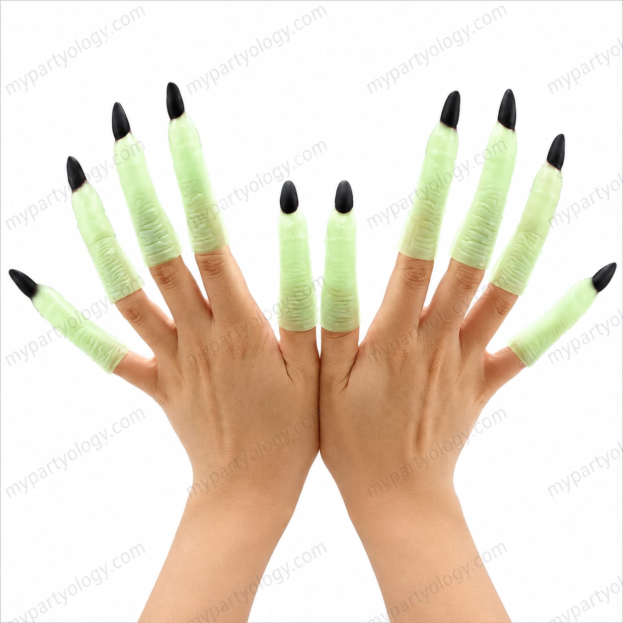 Glow in the Dark Black Witch Nails