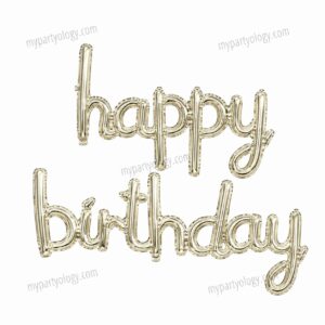Happy Birthday Cursive Silver 13" Foil Balloon Banner