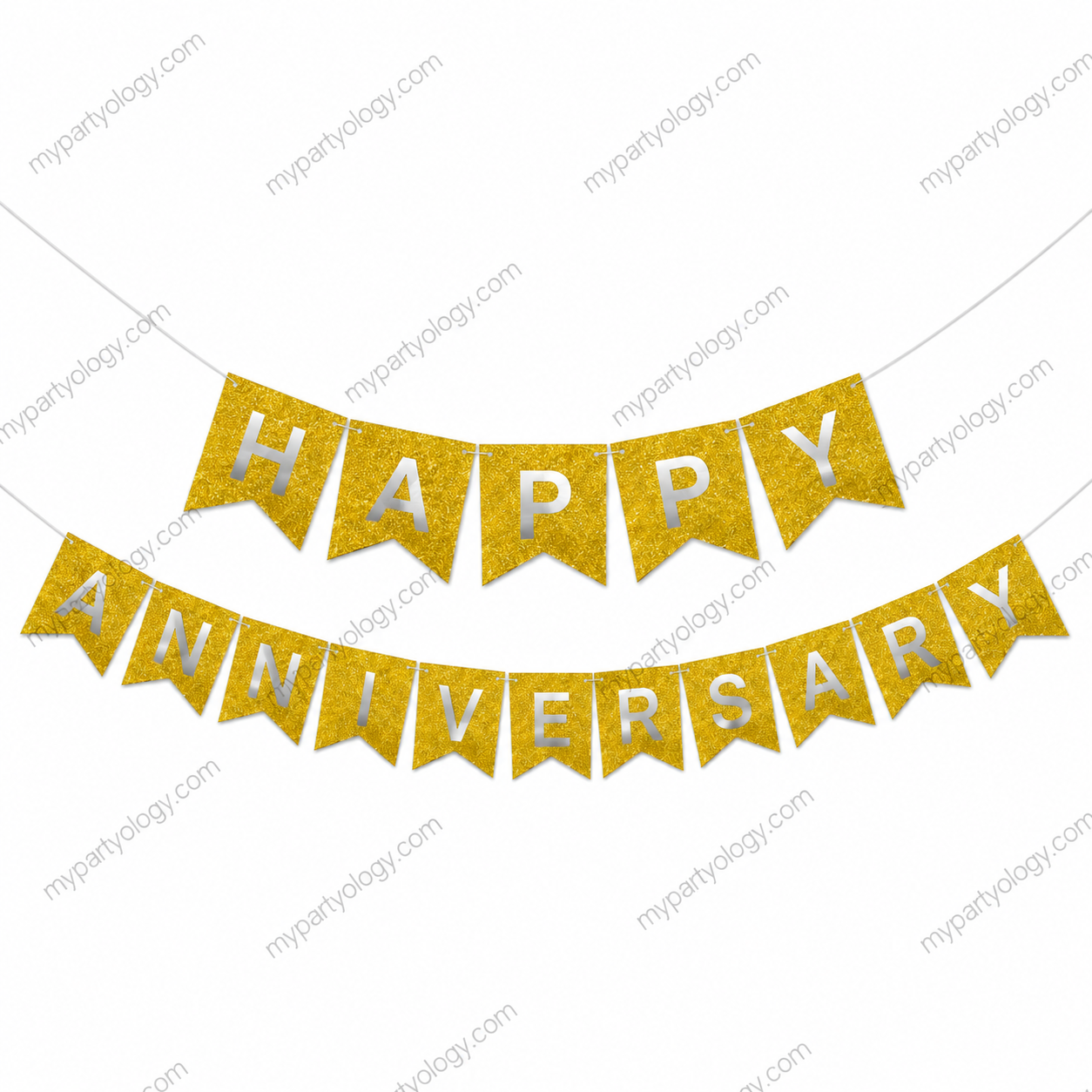 Happy Anniversary Gold Glitter Banner