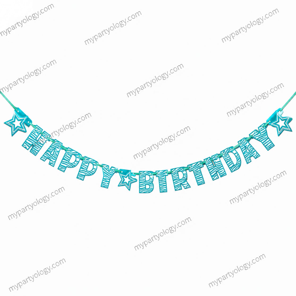Happy Birthday Zebra Teal Joined Banner