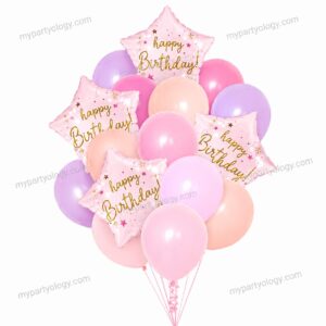 Happy Birthday Pink Summer Vibe Foil & Latex Balloon Set (Pack of 16)