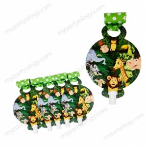 Jungle Theme Party Noisemakers/Blow Out Set (Pack of 6)