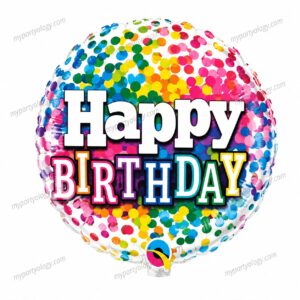Happy Birthday Colourful Polka Dots 18" Foil Balloon