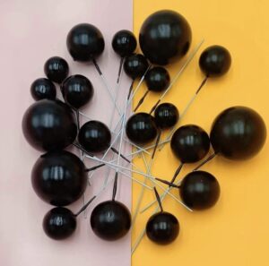 Black Faux Balls Cake Topper (Pack of 10)
