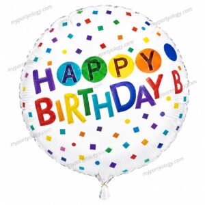 Happy Birthday Colourful Polka Dots 22'' Transparent 4D Balloon