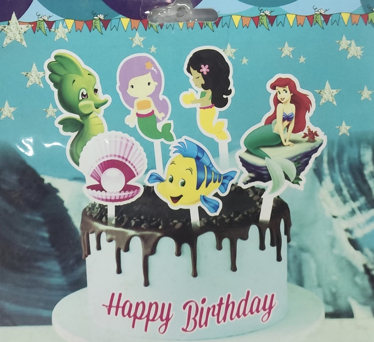 Mermaid Paper Cake Topper (Pack of 6)