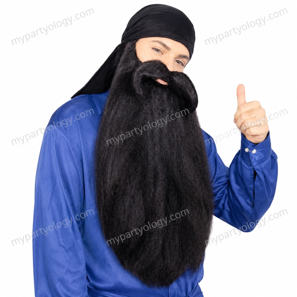 Wizard Black Extra Long Beard & Mustache Set (Pack of 1)