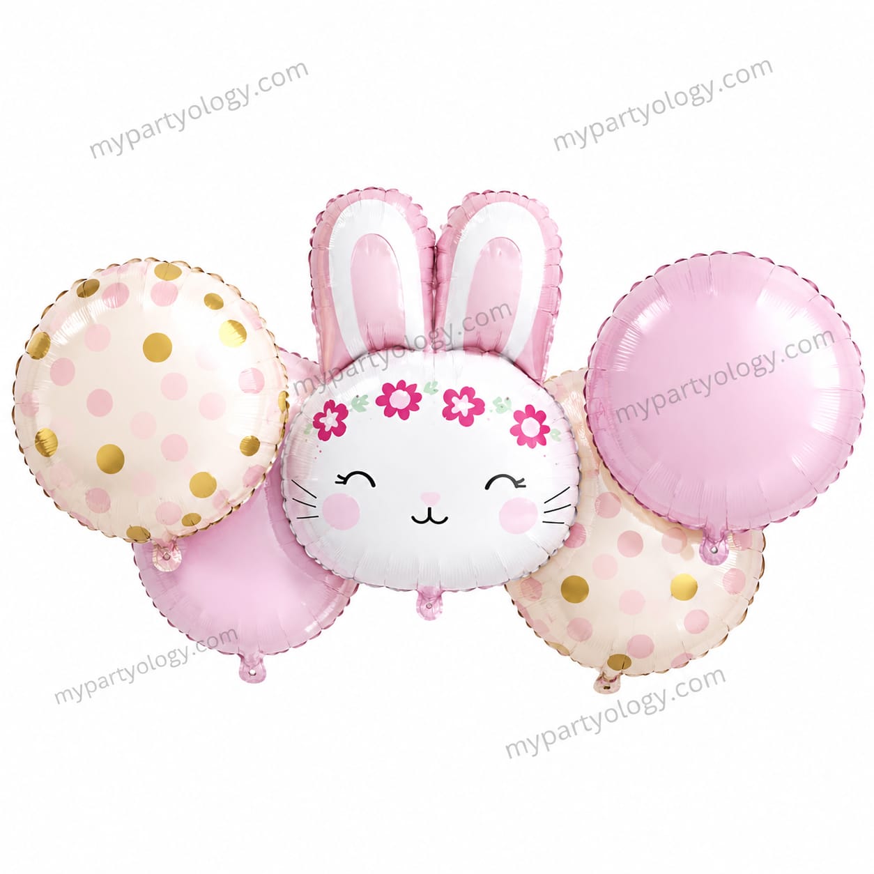 Pink Bunny with Pink Round Balloon Foil Set (Pack of 5)