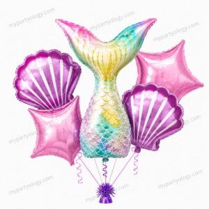 Mermaid Pastel Tail Foil Balloon Set (Pack of 5)