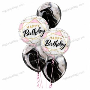 Happy Birthday Pink Marble Balloon Set (Pack of 5)