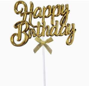 Happy Birthday Gold Metallic Cake Topper