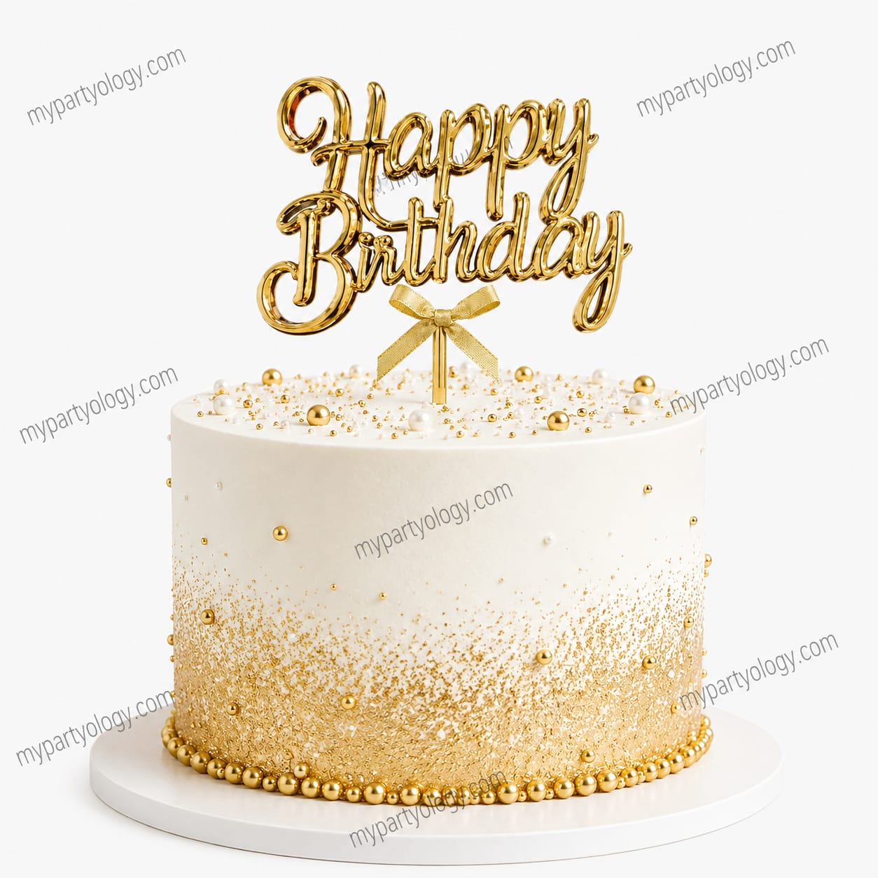 Happy Birthday Gold Metallic Cake Topper