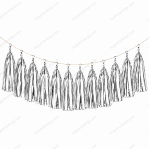 Silver Paper Tassles Hanging Decor Set (Pack of 15)
