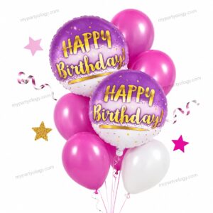 Happy Birthday Pink Sparkle Balloon Set (Pack of 7)