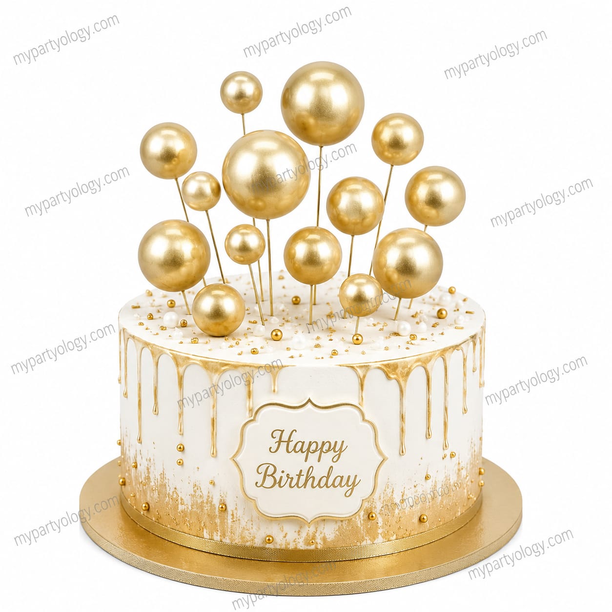 Gold Faux Balls Cake Topper (Pack of 10)