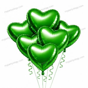 Green Metallic Heart 18" Foil Balloon Set (Pack of 5)