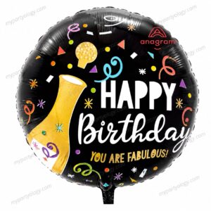 Happy Birthday You Are Fabulous Champagne 18" Foil Balloon (Anagram)