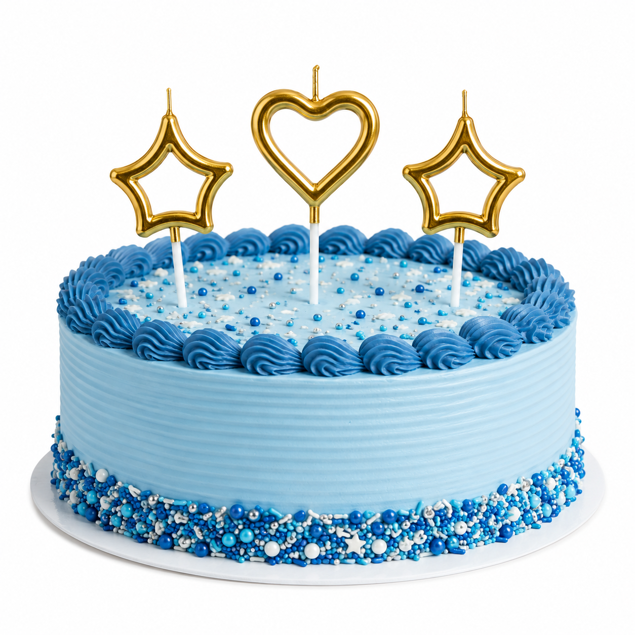 Fancy Heart & Stars Gold Pick Candles