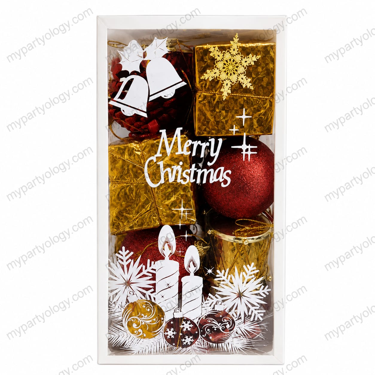 Assorted Red & Gold Tree Decorations Box (Pack of 12)